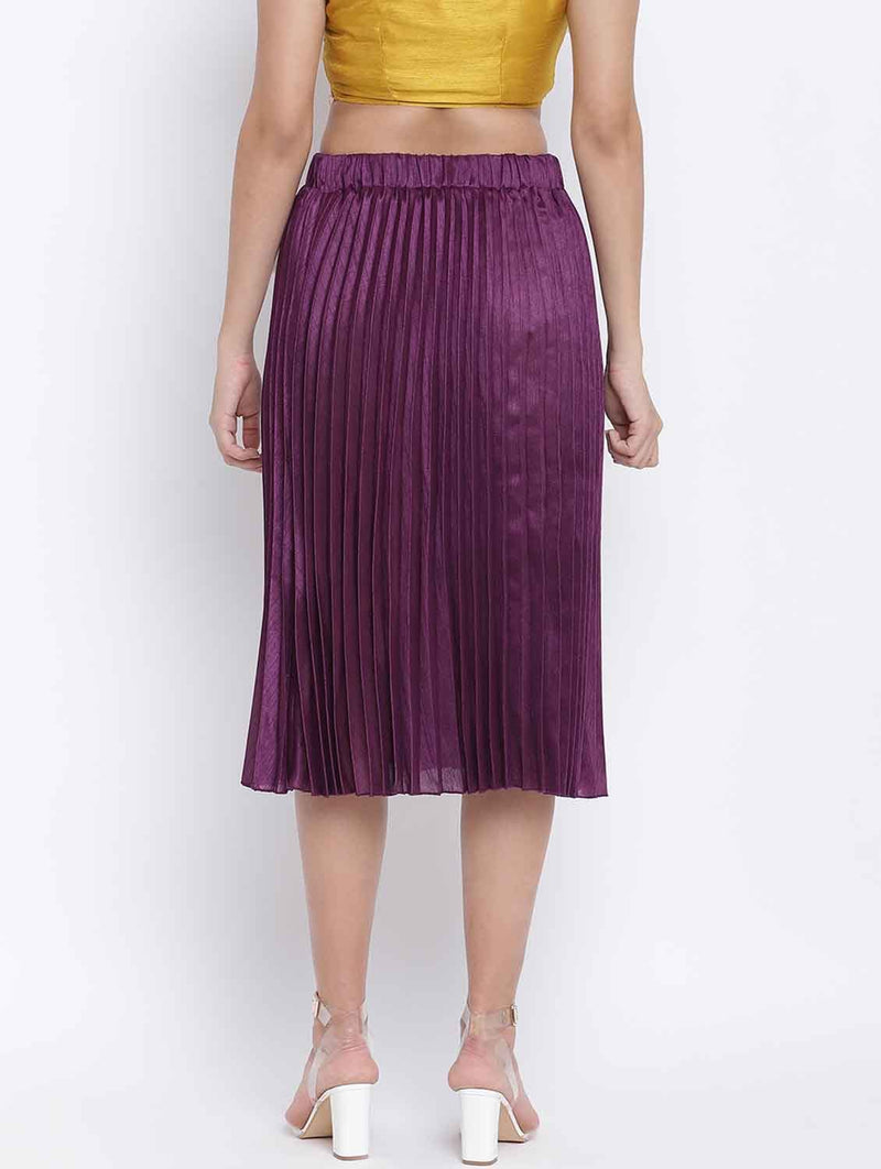 Bamber Purple Pleated Women Skirt