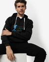 Campus Sutra Men's Solid Black Printed Regular Fit Sweatshirt Casual Sweatshirt For Man | Western Stylish Sweatshirt For Men