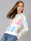 Women Sweatshirt With Printed Round Neck Multicolor