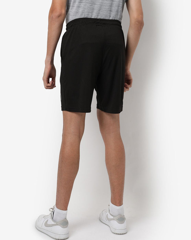 Campus Sutra Men's Jet Black Solid Regular Fit Shorts For Winter Wear | Knee Length | Elasticated Waist | Drawstring | High-Quality | Casual Shorts For Man | Stylish Shorts For Men