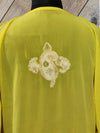 100% Cotton Long Yellow Kashmiri Kaftan with All Over Floral Aari Embroidery