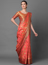 Sareemall Peach Party Wear Silk Blend Woven Design Saree With Unstitched Blouse
