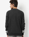 Campus Sutra Men's Dark Grey & White Textured Regular Fit Sweatshirt For Winter Wear | Round Neck | Full Sleeve | Cotton Sweatshirt | Casual Sweatshirt For Man | Western Stylish Sweatshirt For Men