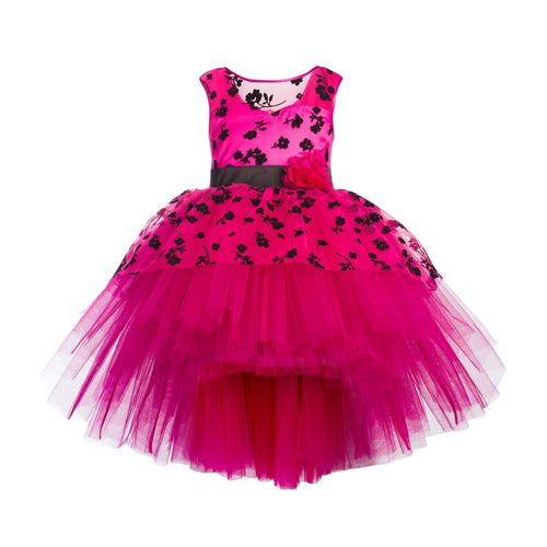 Toy Balloon Kids Bumble Bee Fuchsia pink Hi-Low girls party wear dress