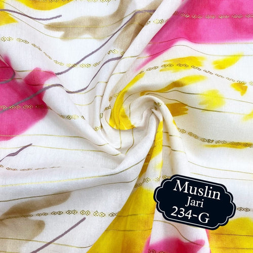Muslin Jari 234-G Digital Printed Fabric
