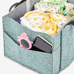 SuperBottoms Diaper Caddy | Diaper Organizer | Generously sized Diaper caddy organizer for crib | ( Ikat Shevron )