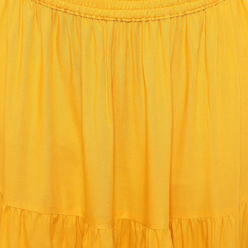 Aawari Rayon Skirt Top Set For Girls and Women Mustard