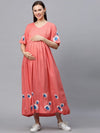 MomToBe Rayon Coral Peach Maternity/Feeding Nursing Dress