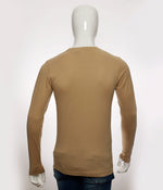 Khaki Printed Full Sleeve Crew Neck T-Shirt