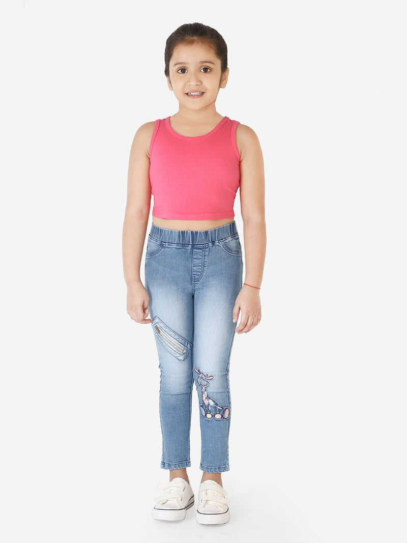 Naughty Ninos Embroidered Quality Denim Washed Jeggings
