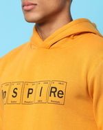 Campus Sutra Mens Mustard Solid Printed Sweatshirt With Hoodie | Cotton Blend Fabric | Trendy Sweatshirt Crafted With Comfort Fit & High Performance For Everyday Wear