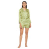 Women Lime Green Printed Shirt and Shorts Night Suit