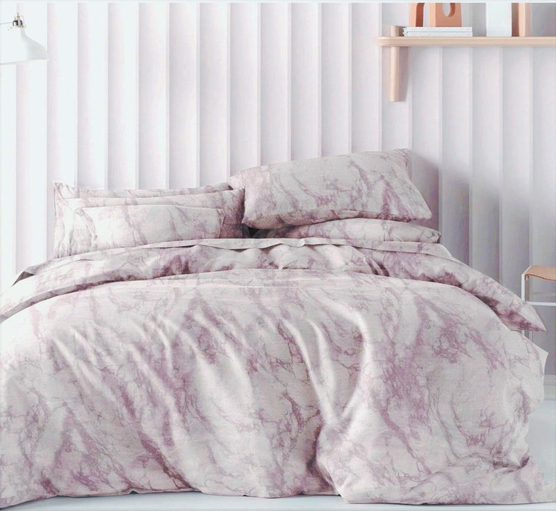 White Loom Elevated Classic Texture Printed 100% Pure Cotton Double Bedsheet with 2 Pillow Covers, 186 TC (Blush Pink)