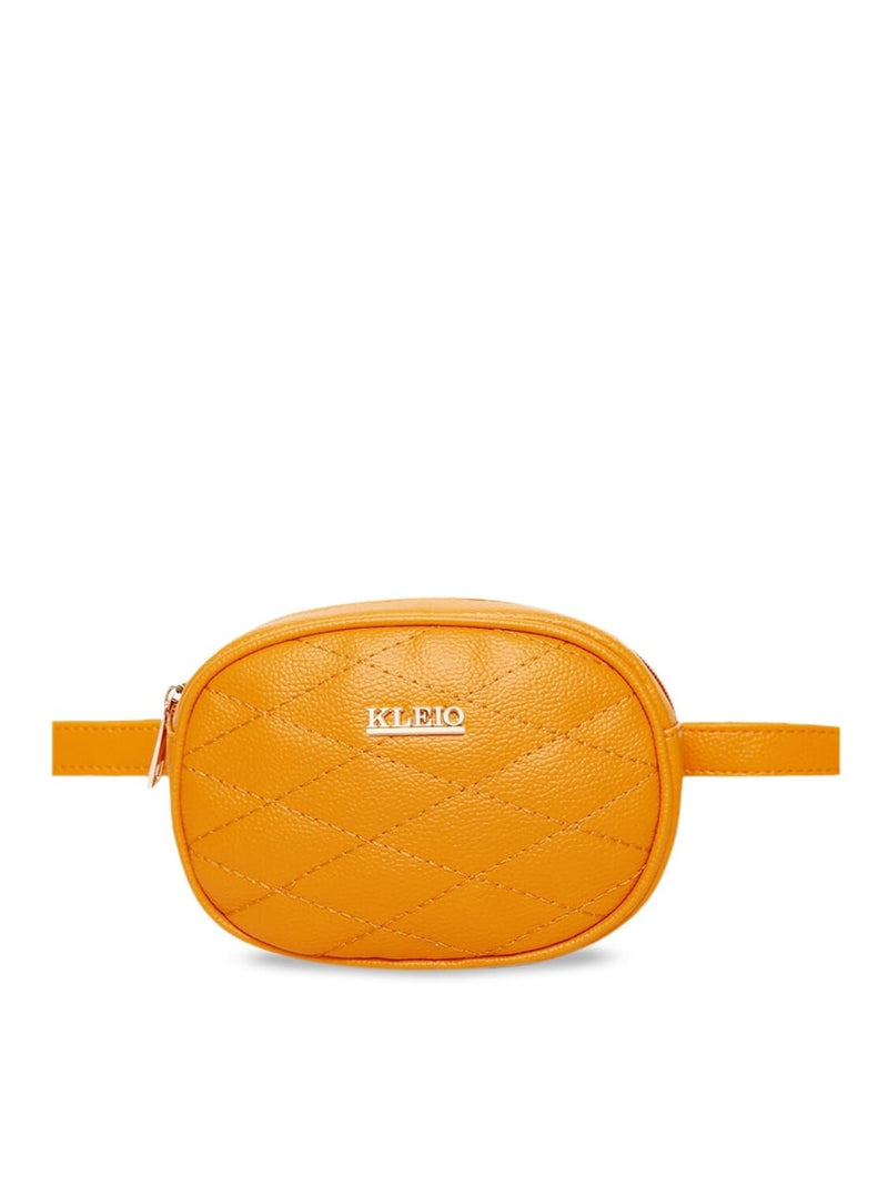 KLEIO Quilted Bum Waist Belt Pouch Sling Bag for Women Girls(HO8021KL-MU_Mustard)