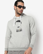 Campus Sutra Men's Solid Grey Printed Regular Full Sleeve | Cotton Sweatshirt | Casual Sweatshirt For Man | Western Stylish Sweatshirt For Men