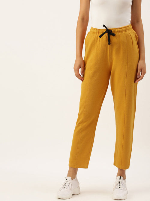 Women Yellow Straight Fit Track Pants
