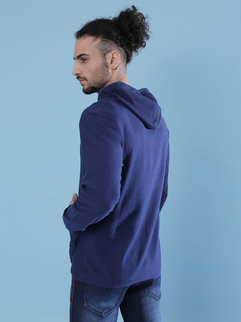 Campus Sutra Threadless Men Solid Casual Hooded Sweatshirts