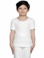 Thermals Unisex Top Round Neck Half Sleeves Solid White