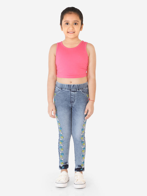Naughty Ninos Embroidered Best Denim Washed Jeggings