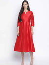 Red Glam Dupion Silk Women Long Dress