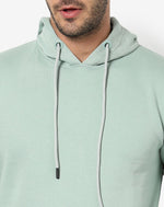 Campus Sutra Men's Sage Green Solid Regular Fit Sweatshirt With Hoodie For Winter Wear | Full Sleeve | Cotton Sweatshirt | Casual Sweatshirt For Man | Western Stylish Sweatshirt For Men