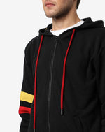 Campus Sutra Men's Black Solid Regular Fit Zipper Sweatshirt With Hoodie | Full Sleeve | Cotton Sweatshirt | Casual Sweatshirt For Men | Western Stylish Sweatshirt For Man
