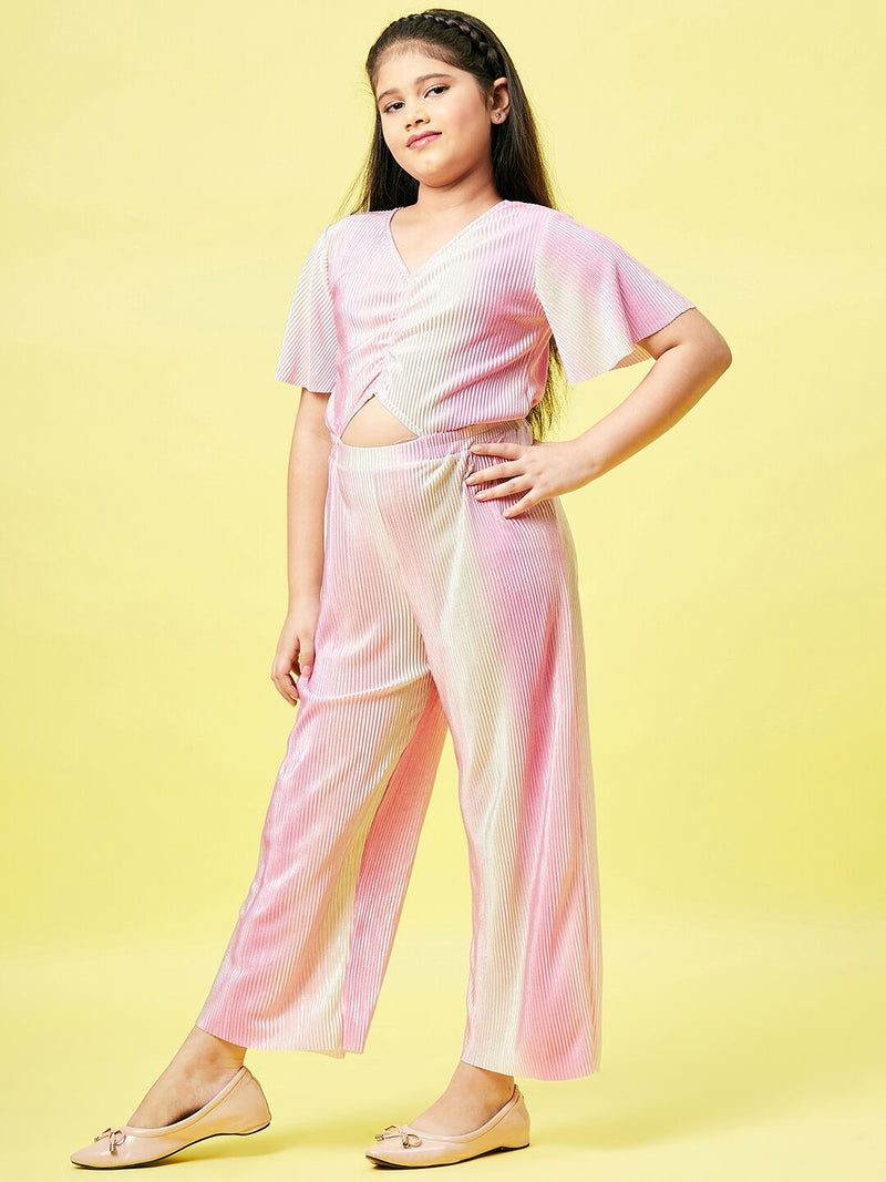 Girl's Athletic Solid Jumpsuit Pink