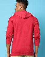 Campus Sutra Mens Red Solid Printed Sweatshirt With Hoodie| Cotton Blend Fabric | Trendy Sweatshirt Crafted With Comfort Fit & High Performance For Everyday Wear