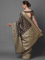 Luxury Sareemall Brown Festive Silk Blend Woven Design Saree With Unstitched Blouse
