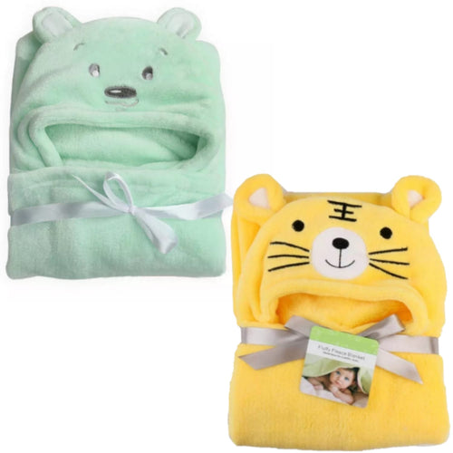 Brandonn Sunny Supersoft Premium Hooded Wrapper Cum Baby Bath Towel for Babies Pack of 2