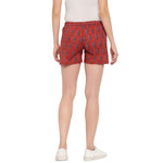 Aawari Cotton Red Printed Shorts For Girls and Women (Multicolor)