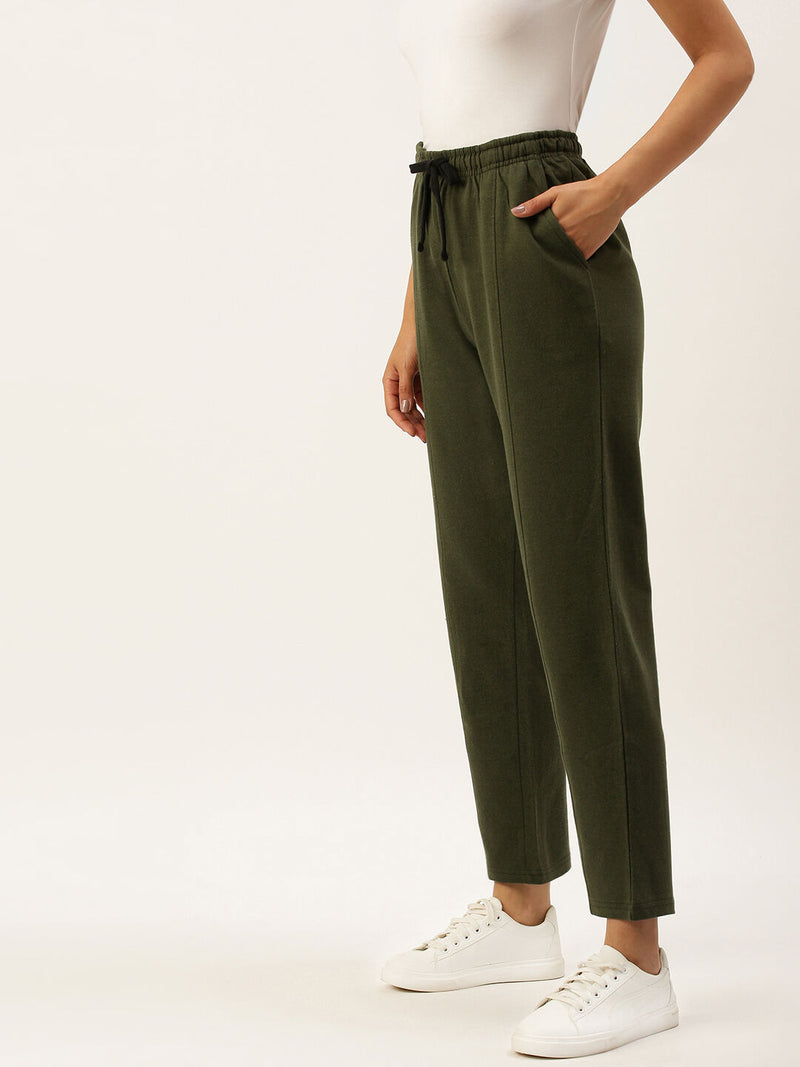 Women Green Straight Fit Track Pants