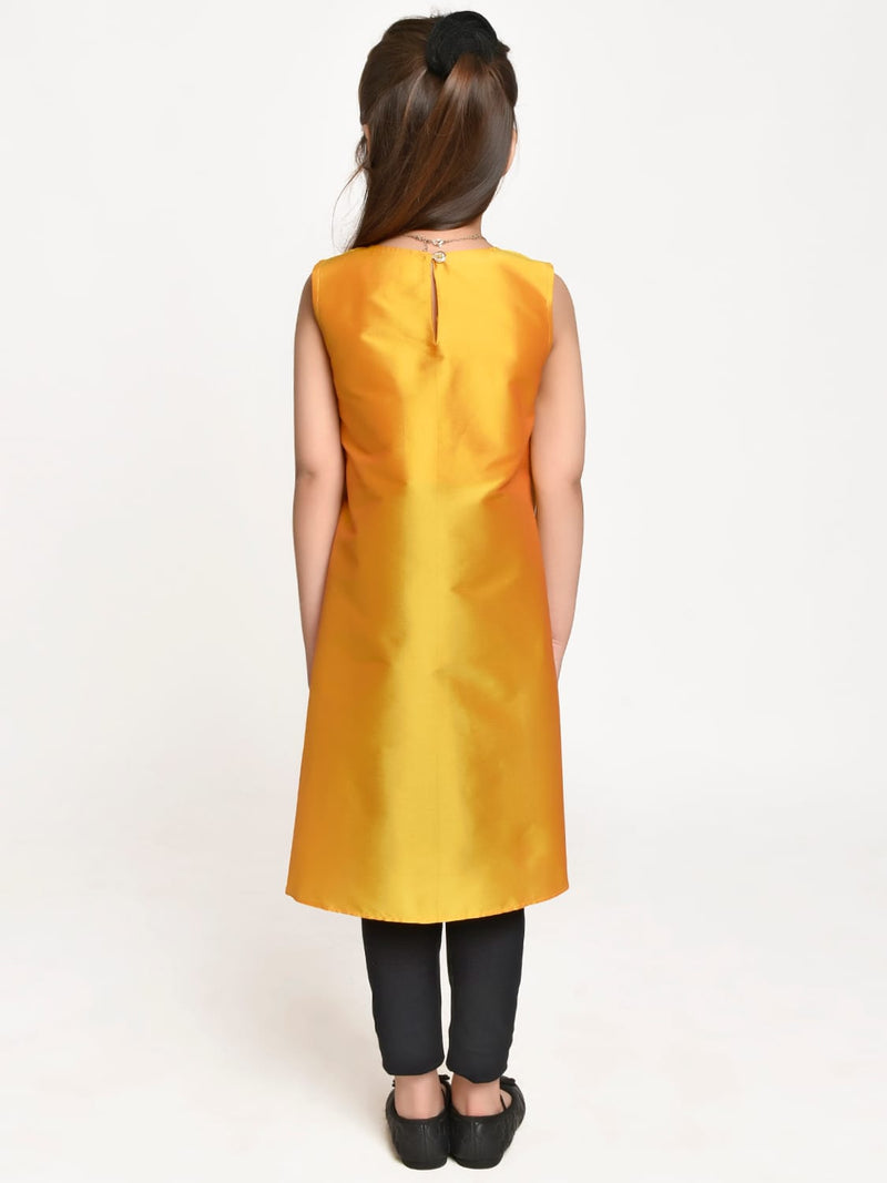 Jelly Jones Yellow Asymmetric Flower Emblished top with Black leggings dress