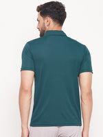 White Moon Men Dry fit Sports Gym Polo T shirt (C-Green)