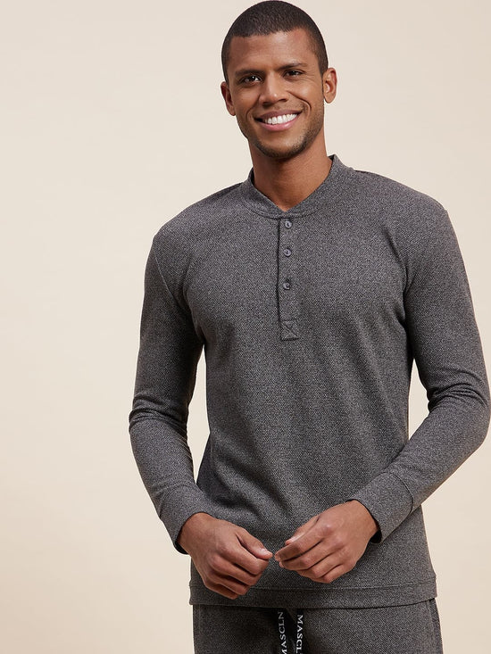 Men's Dark Grey Henley T-Shirt