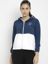 PERFKT-U Women Blue & White Colorblock HYDRA-COOL Antimicrobial Running Jacket