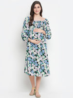 Oxolloxo Camp Of Colors Floral Print Easy Maternity Smocking Dress