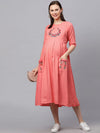 MomToBe Women's Rayon Coral Peach Maternity Nursing Wear