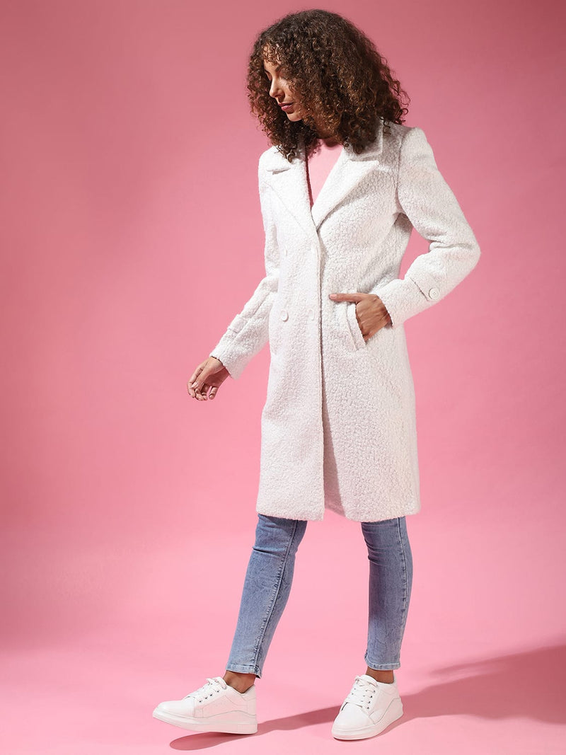 Campus Sutra Women Solid Soft Beauty Sherpa Long Coat