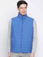 Stylized Bright Blue Reversible Quilted Men Jacket