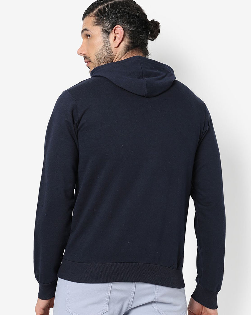 Campus Sutra Men's Dark Indigo Blue Printed Regular Fit Sweatshirt | Full Sleeve | Cotton Sweatshirt | Casual Sweatshirt For Man | Western Stylish Sweatshirt For Men