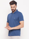 White Moon Men Dry fit Sports Gym Polo T shirt- (Airforce)