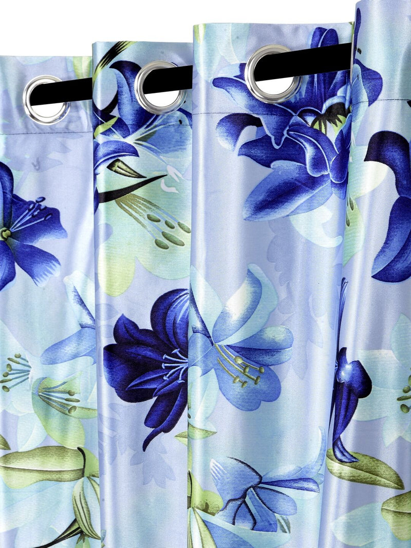 Home Sizzler 2 Piece 3D Flower Blossom Polyester Curtain Set