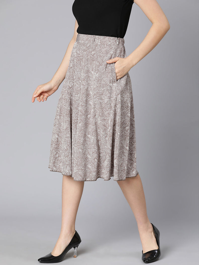 Garnish Grey Floral Print Women Skirt