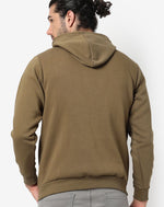 Campus Sutra Men's Olive Green Solid Fit Sweatshirt With Hoodie For Winter Wear | Full Sleeve | Cotton Sweatshirt | Casual Sweatshirt For Man | Western Stylish Sweatshirt For Men
