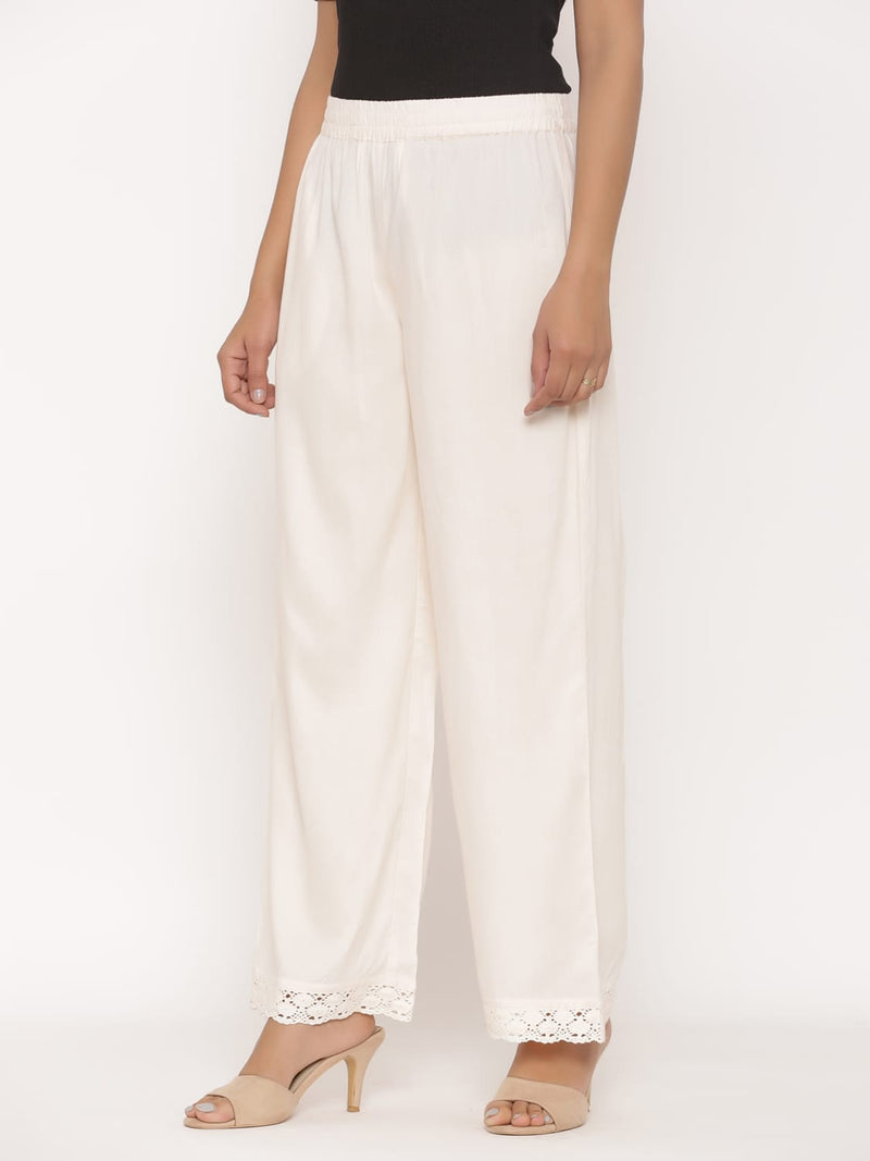 Juniper Ivory Rayon Solid Straight Pants