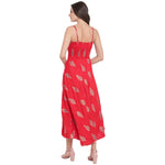Aawari Cotton Printed Bobbin Gown For Girls and Women (Light Red )