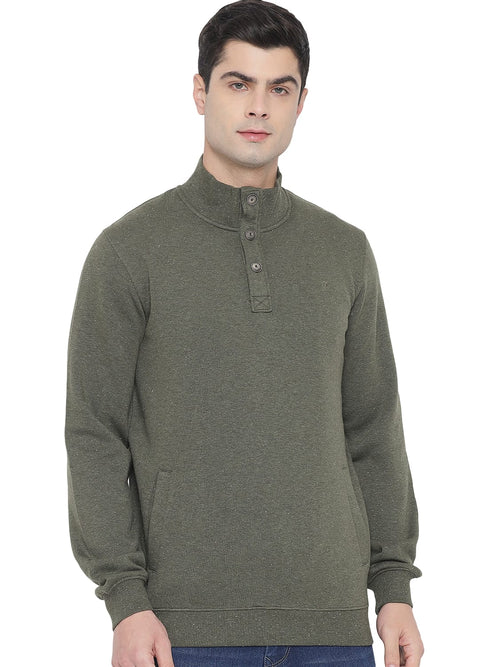 Trufit Men's Olive Que Full Sleeves Sweatshirt