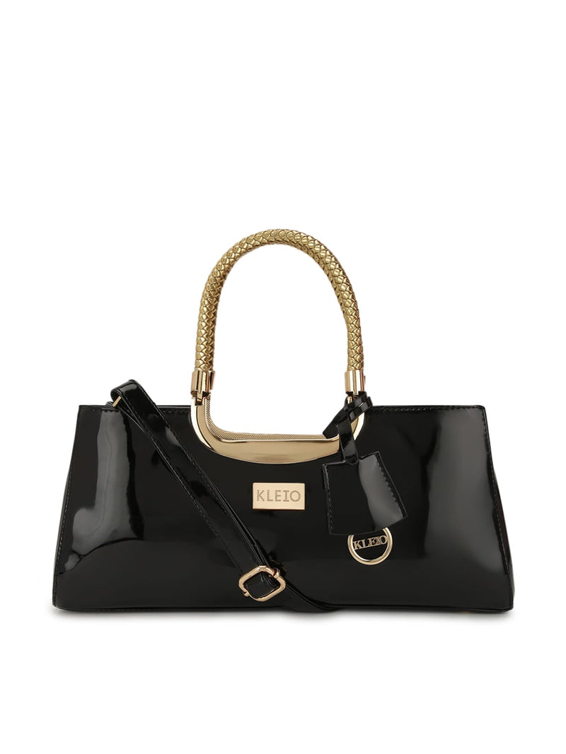Kleio Happy Glossy/ shiny Patent PU leather bridal Satchel crossbody handbag for ladies and Girls