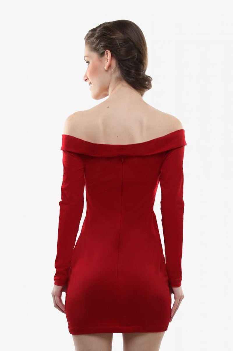 Over My Shoulder Bodycon Dress Red